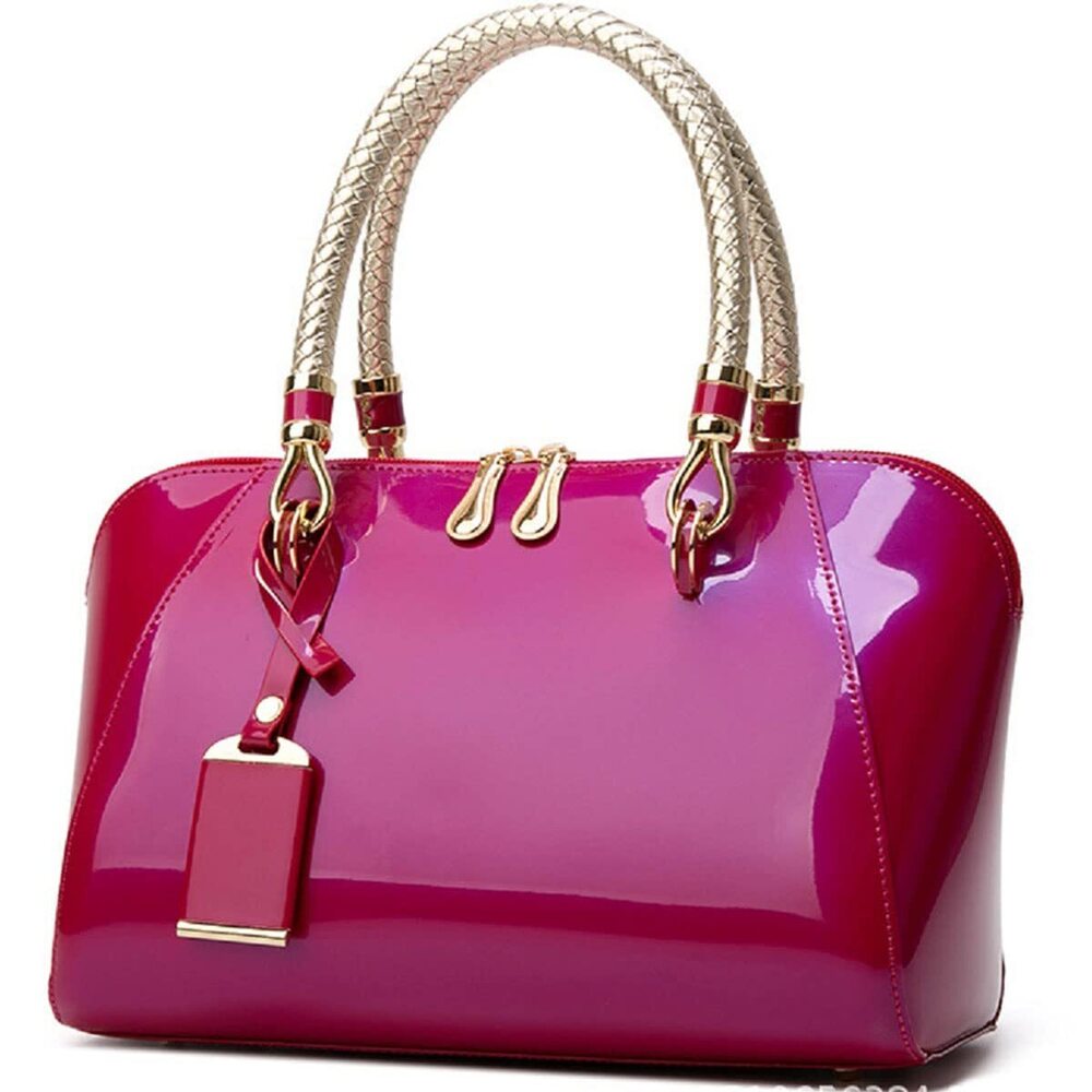 4553 Top-handle Handbags Purse Satchel Patent PU Shoulder Crossbody Bag